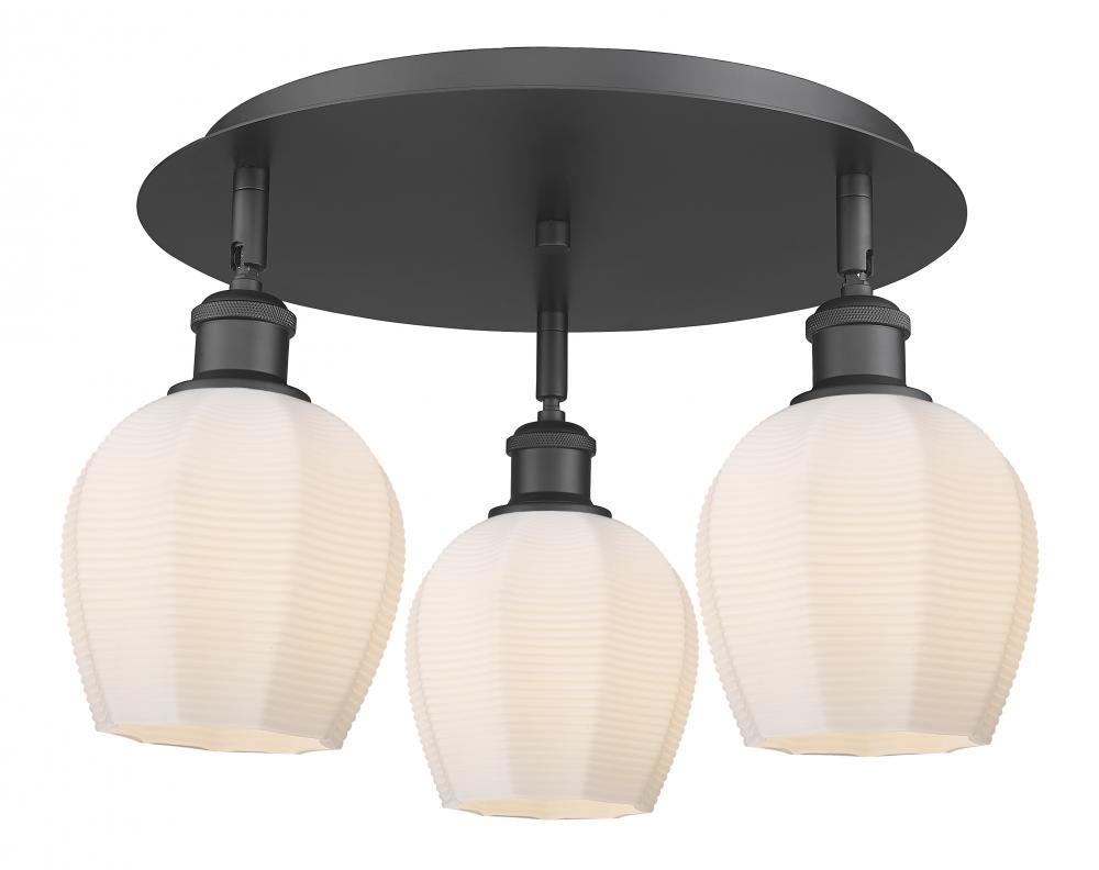 Norfolk - 3 Light - 18 inch - Matte Black - Flush Mount