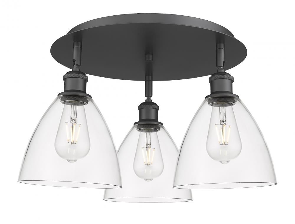 Bristol - 3 Light - 19 inch - Matte Black - Flush Mount