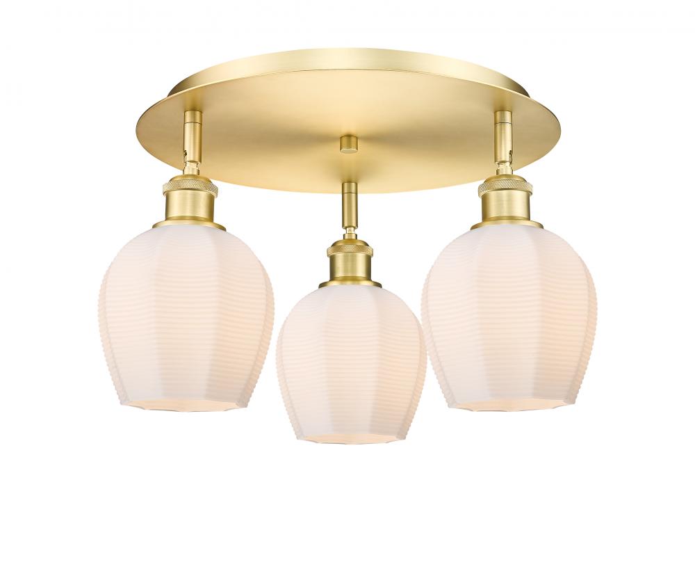 Norfolk - 3 Light - 18 inch - Satin Gold - Flush Mount