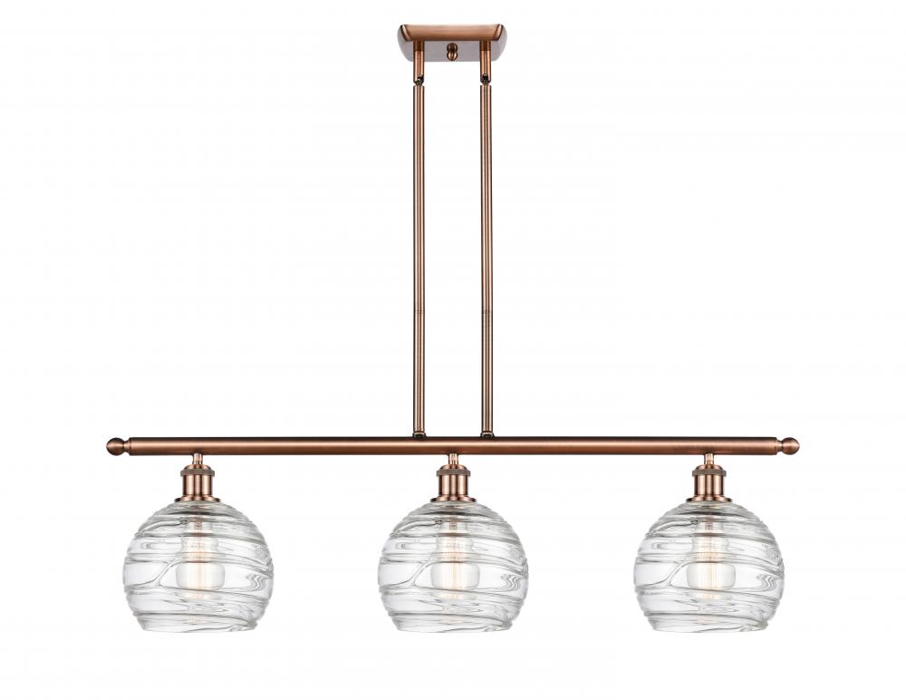 Athens Deco Swirl - 3 Light - 36 inch - Antique Copper - Cord hung - Island Light