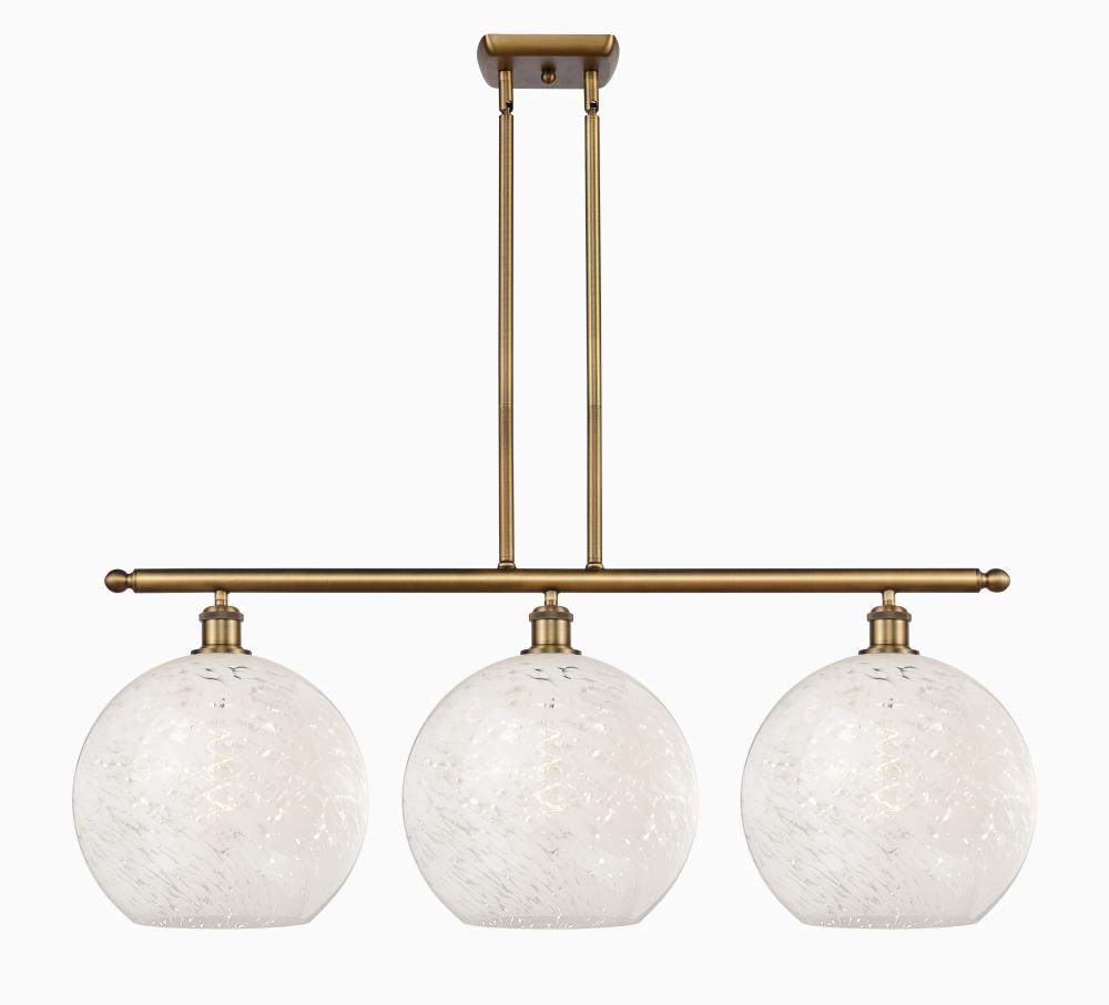 White Mouchette - 3 Light - 39 inch - Brushed Brass - Stem Hung - Island Light