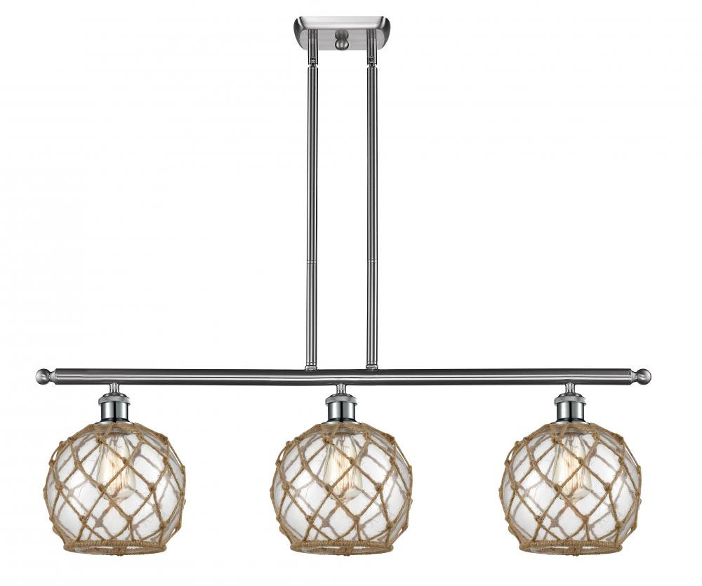 Farmhouse Rope - 3 Light - 36 inch - Brushed Satin Nickel - Cord hung - Island Light