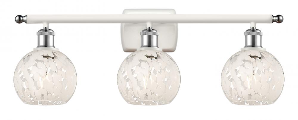 White Mouchette - 3 Light - 26 inch - White Polished Chrome - Bath Vanity Light