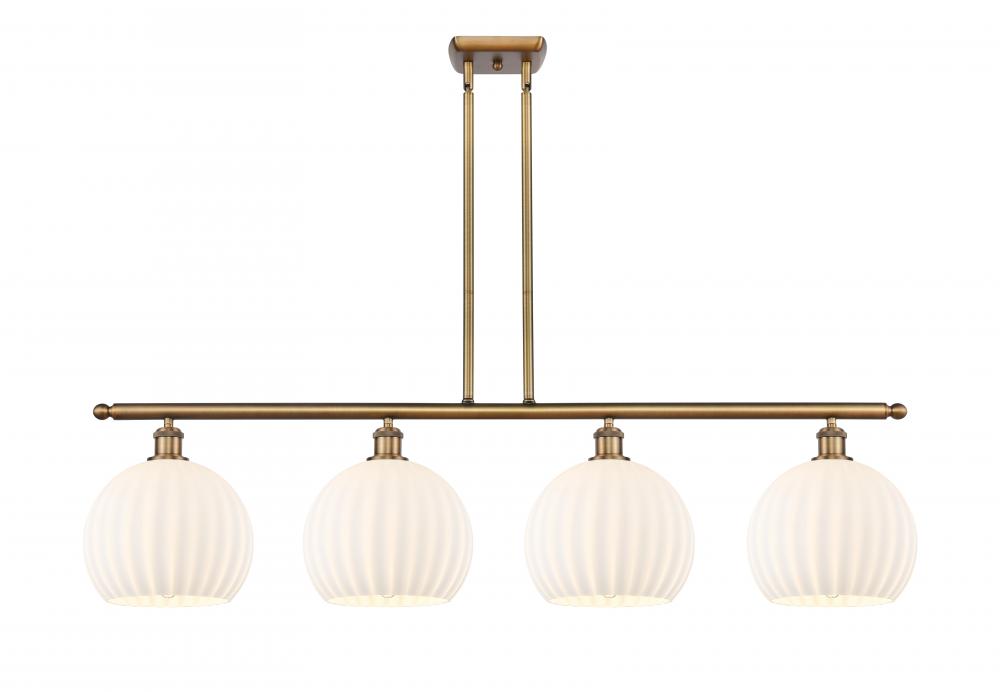 White Venetian - 4 Light - 48 inch - Brushed Brass - Stem Hung - Island Light