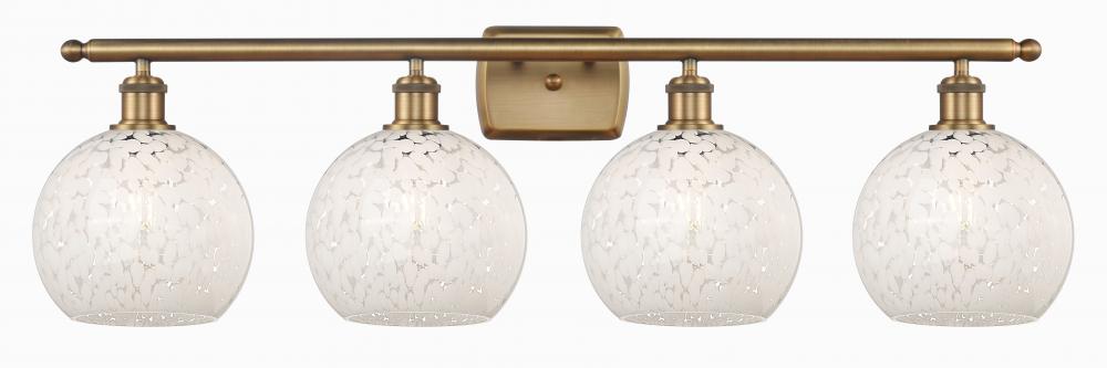 White Mouchette - 4 Light - 38 inch - Brushed Brass - Bath Vanity Light