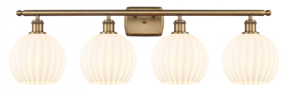 White Venetian - 4 Light - 38 inch - Brushed Brass - Bath Vanity Light