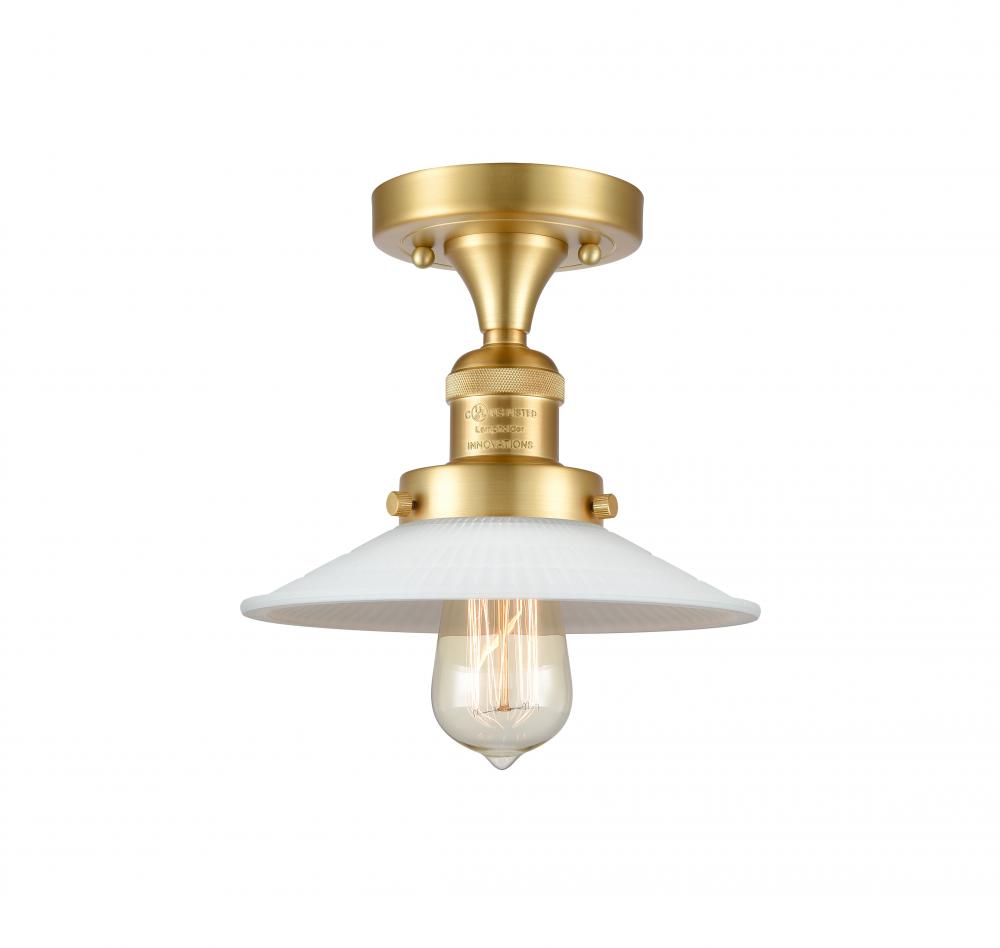 Halophane - 1 Light - 9 inch - Satin Gold - Semi-Flush Mount