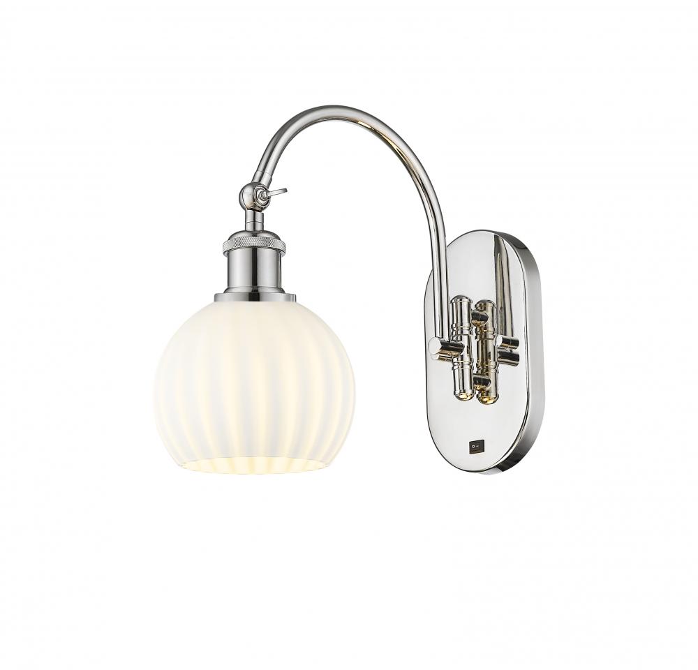 White Venetian - 1 Light - 6 inch - Polished Nickel - Sconce