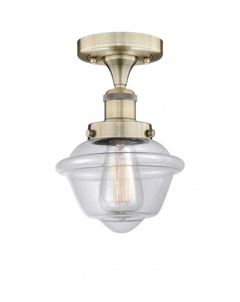 Oxford - 1 Light - 7 inch - Antique Brass - Semi-Flush Mount