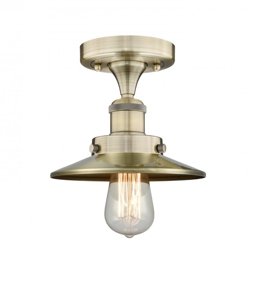 Edison - 1 Light - 8 inch - Antique Brass - Semi-Flush Mount