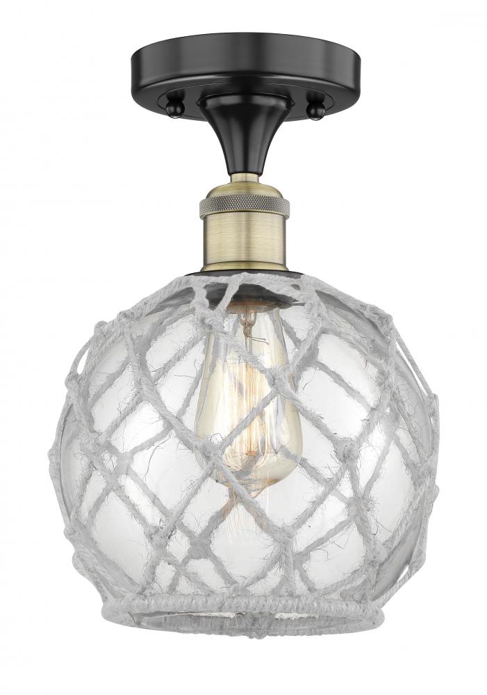 Farmhouse Rope - 1 Light - 8 inch - Black Antique Brass - Semi-Flush Mount