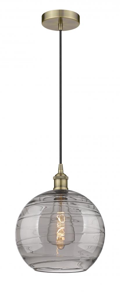 Athens Deco Swirl - 1 Light - 12 inch - Antique Brass - Cord hung - Mini Pendant