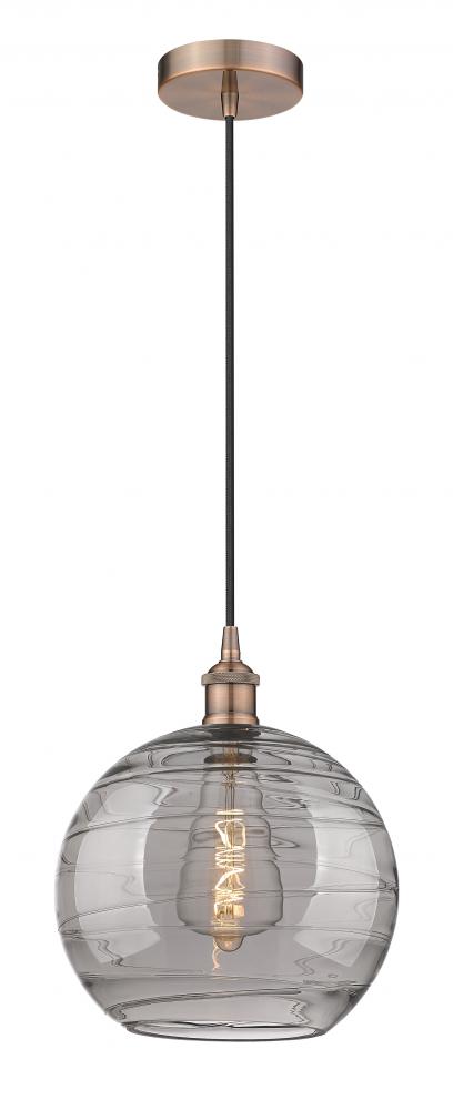 Athens Deco Swirl - 1 Light - 12 inch - Antique Copper - Cord hung - Mini Pendant