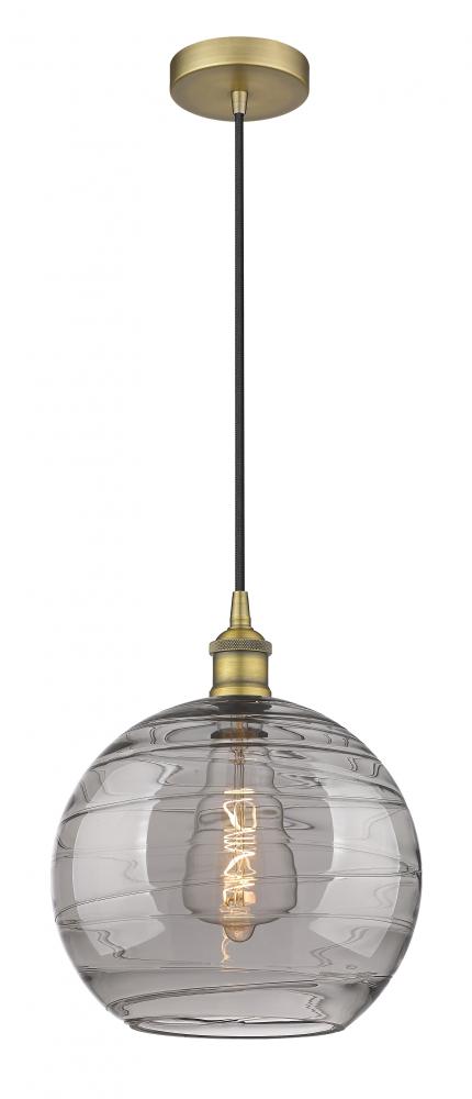 Athens Deco Swirl - 1 Light - 12 inch - Brushed Brass - Cord hung - Mini Pendant