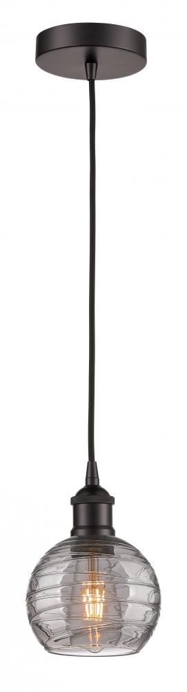 Athens Deco Swirl - 1 Light - 6 inch - Oil Rubbed Bronze - Cord hung - Mini Pendant