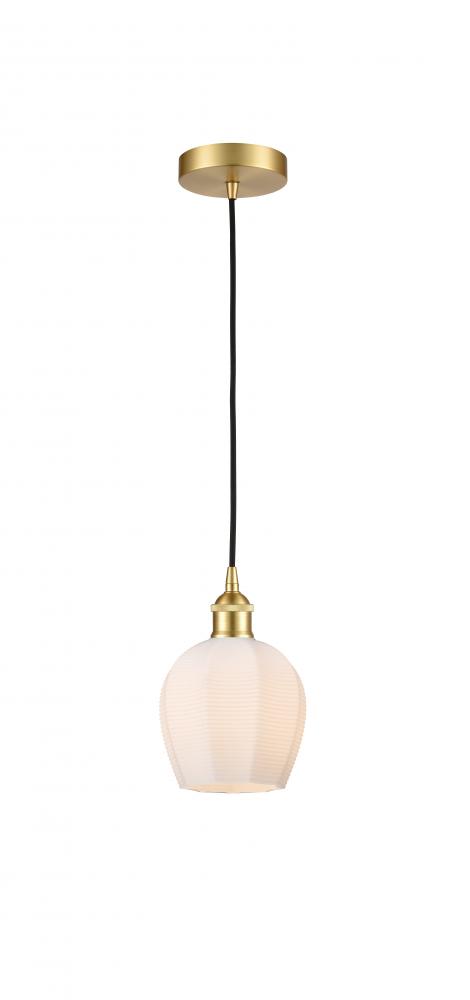 Norfolk - 1 Light - 6 inch - Satin Gold - Cord hung - Mini Pendant