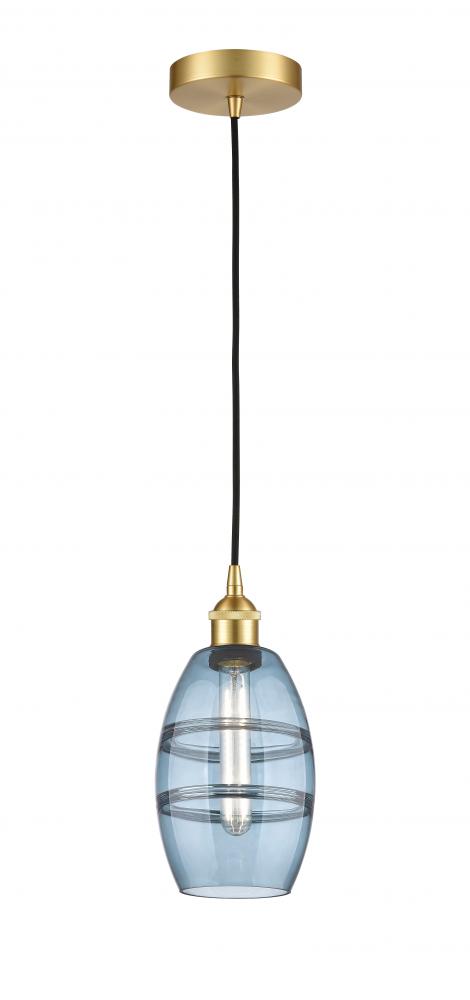 Vaz - 1 Light - 6 inch - Satin Gold - Cord hung - Mini Pendant