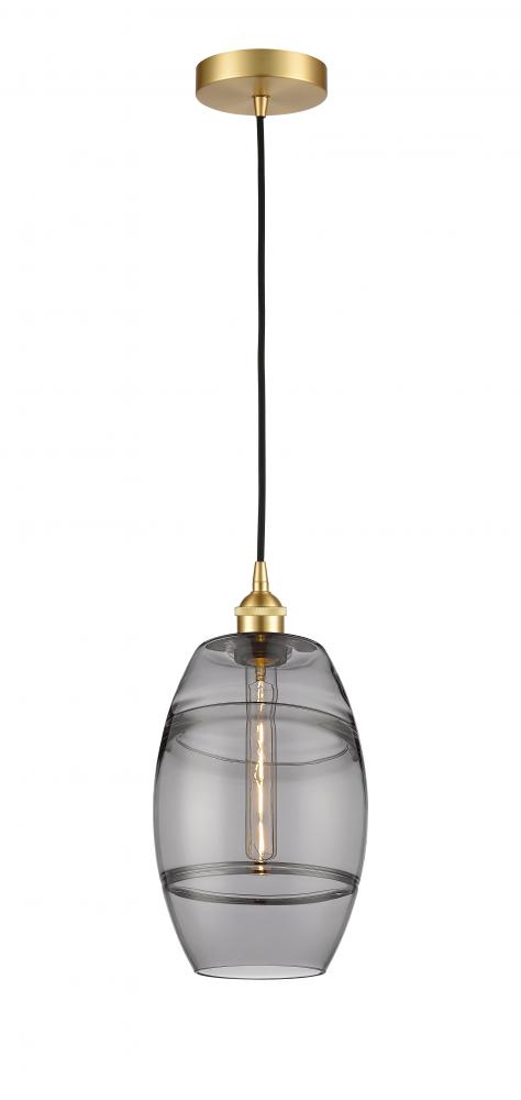 Vaz - 1 Light - 8 inch - Satin Gold - Cord hung - Mini Pendant