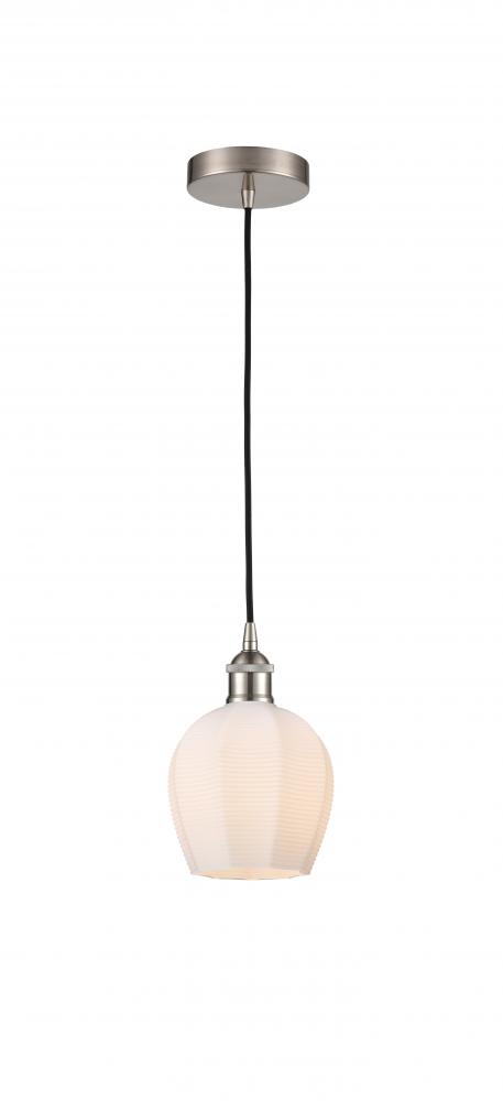 Norfolk - 1 Light - 6 inch - Brushed Satin Nickel - Cord hung - Mini Pendant