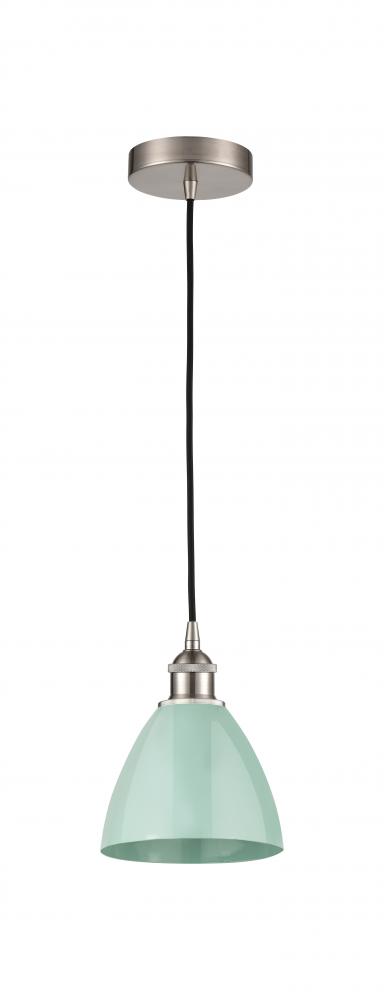 Plymouth - 1 Light - 8 inch - Brushed Satin Nickel - Cord hung - Mini Pendant