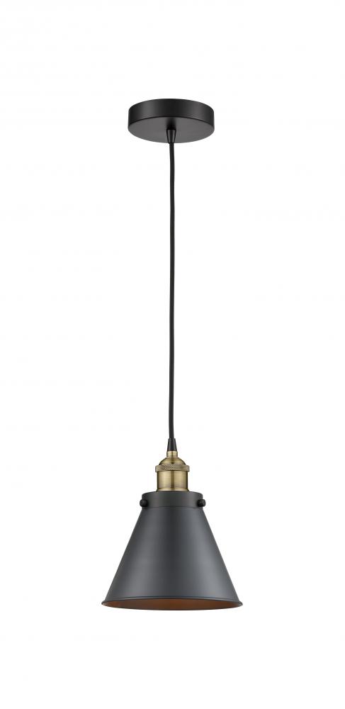 Appalachian - 1 Light - 8 inch - Black Antique Brass - Cord hung - Mini Pendant