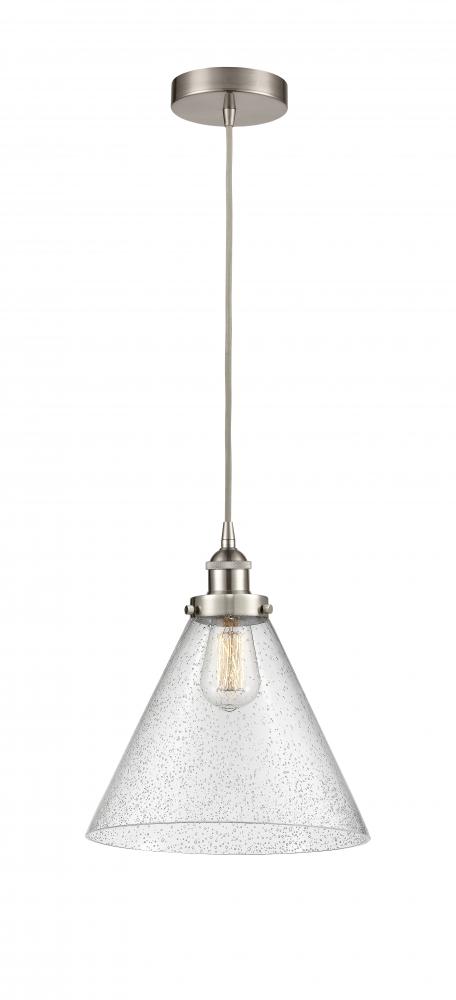 Cone - 1 Light - 12 inch - Brushed Satin Nickel - Cord hung - Mini Pendant