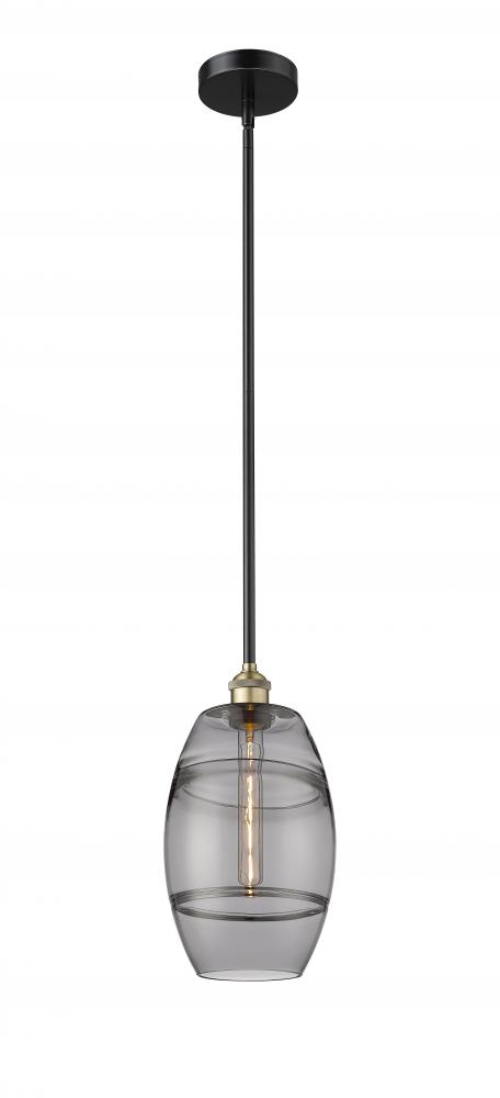 Vaz - 1 Light - 8 inch - Black Antique Brass - Cord hung - Mini Pendant