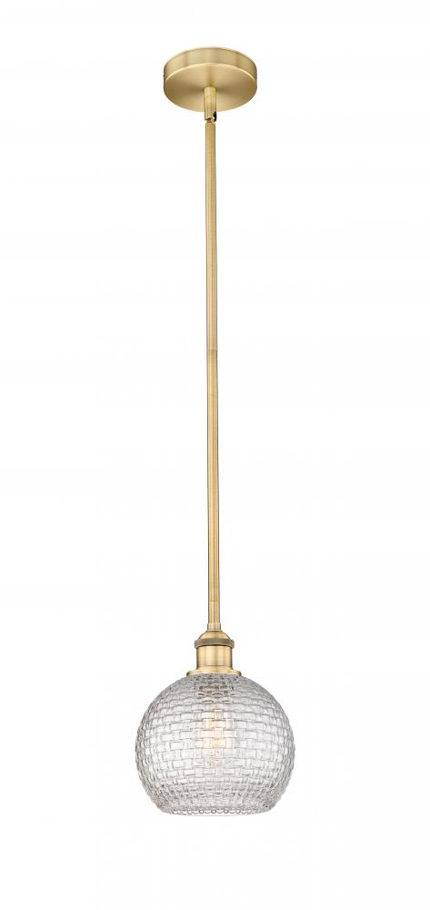 Athens - 1 Light - 8 inch - Brushed Brass - Cord hung - Mini Pendant