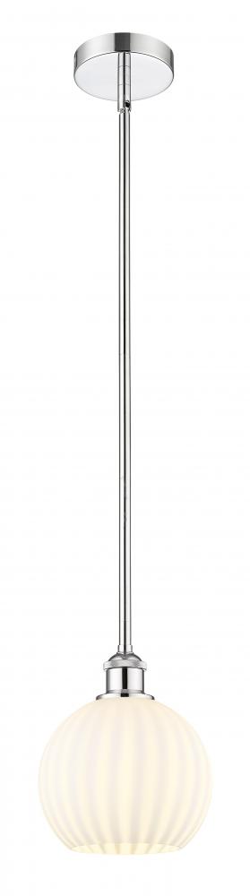 White Venetian - 1 Light - 8 inch - Polished Chrome - Stem Hung - Mini Pendant