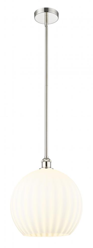 White Venetian - 1 Light - 14 inch - Polished Nickel - Stem Hung - Pendant