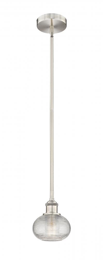 Ithaca - 1 Light - 6 inch - Brushed Satin Nickel - Cord hung - Mini Pendant