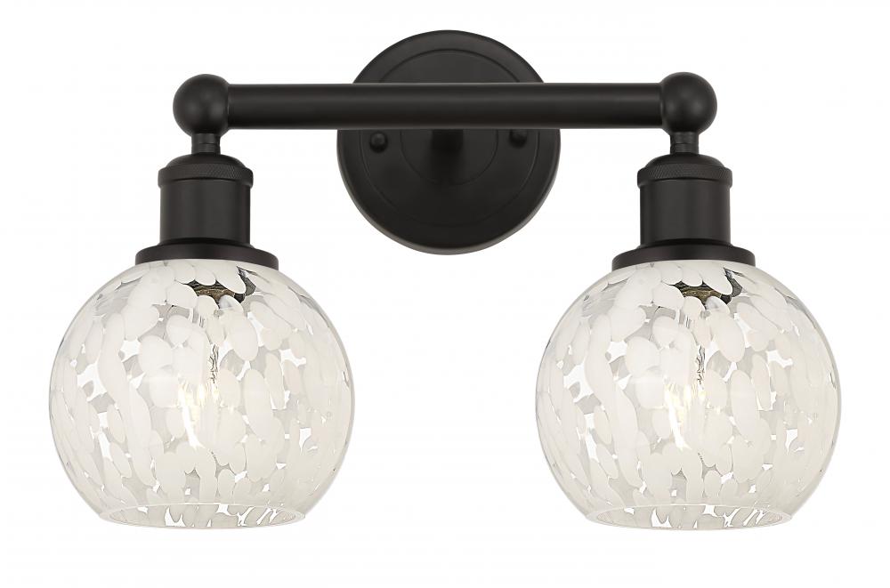 White Mouchette - 2 Light - 15 inch - Oil Rubbed Bronze - Bath Vanity Light