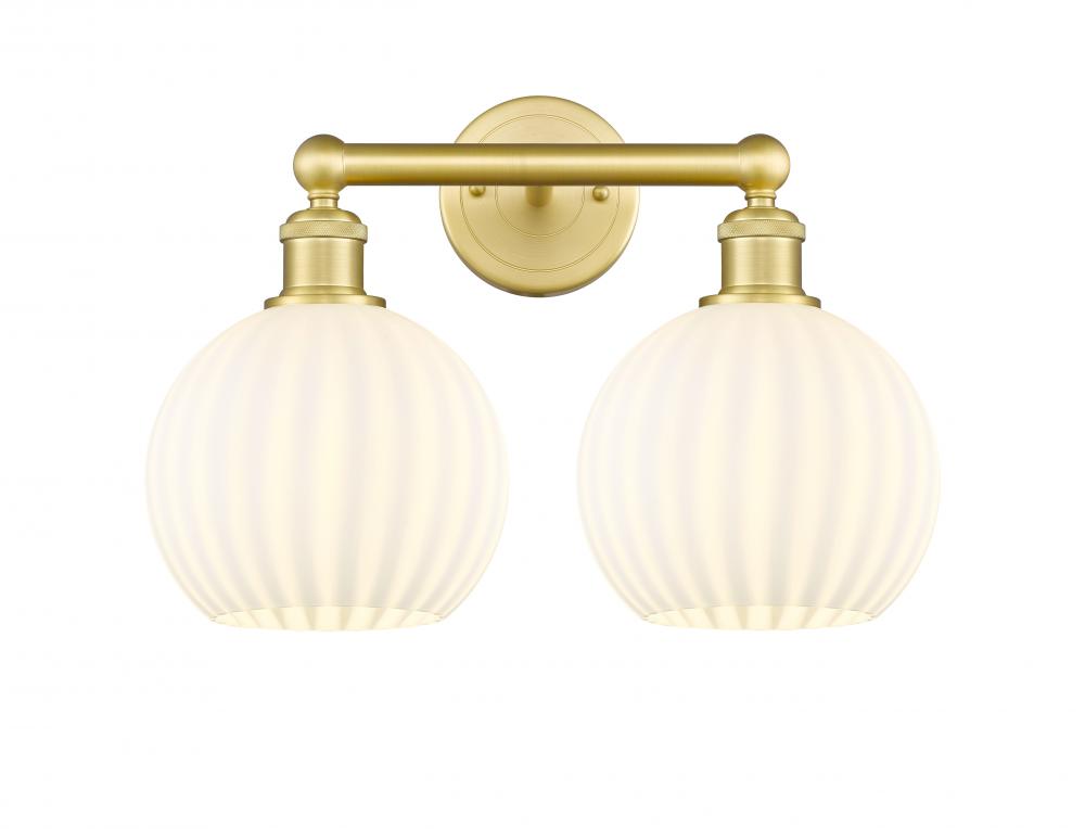 White Venetian - 2 Light - 17 inch - Satin Gold - Bath Vanity Light