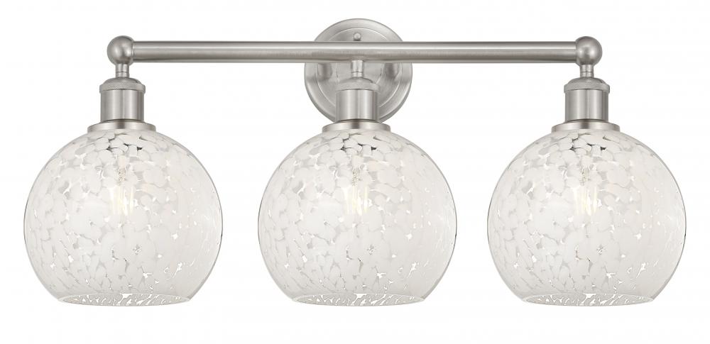 White Mouchette - 3 Light - 26 inch - Satin Nickel - Bath Vanity Light