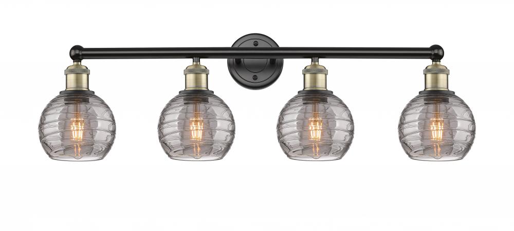 Athens Deco Swirl - 4 Light - 33 inch - Black Antique Brass - Bath Vanity Light