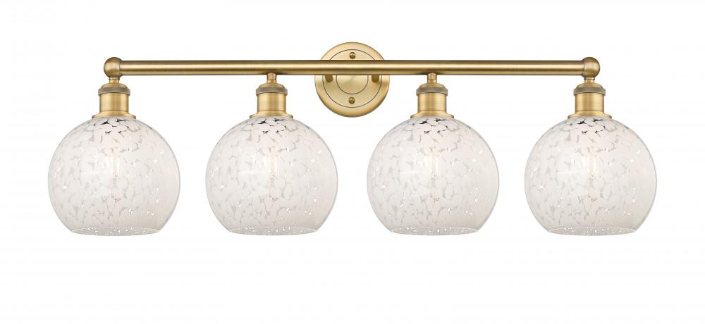 White Mouchette - 4 Light - 35 inch - Brushed Brass - Bath Vanity Light