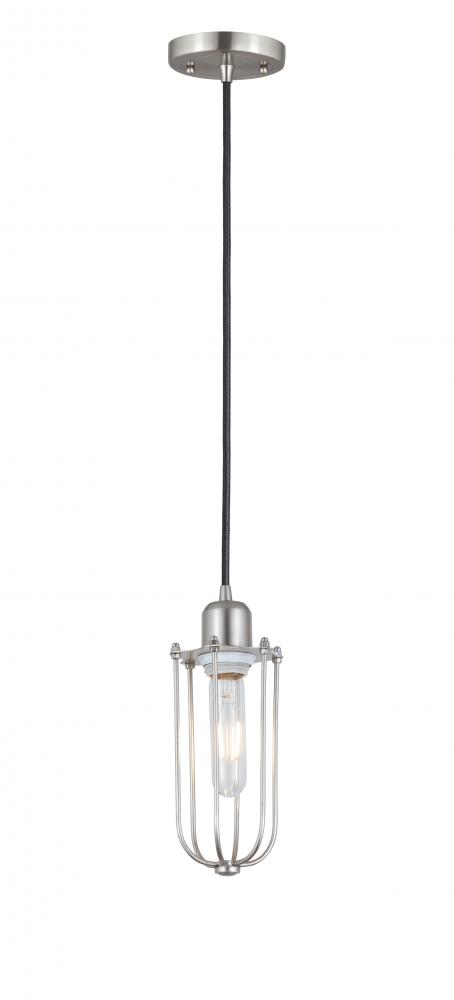 Muselet - 1 Light - 5 inch - Brushed Satin Nickel - Cord hung - Mini Pendant