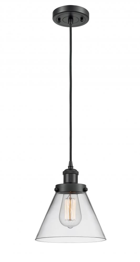 Cone - 1 Light - 8 inch - Matte Black - Cord hung - Mini Pendant