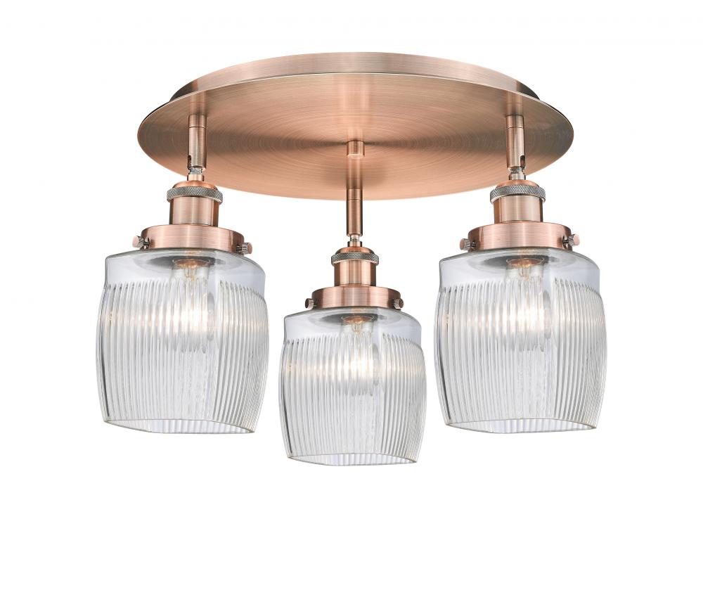 Colton - 3 Light - 17 inch - Antique Copper - Flush Mount