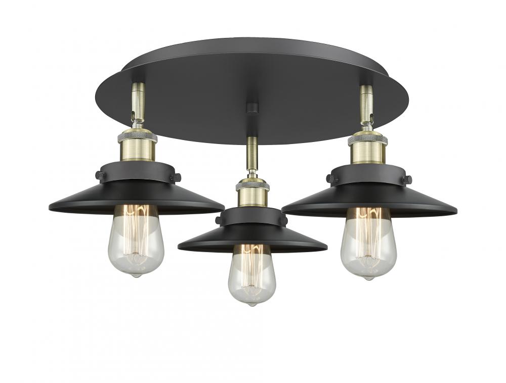 Edison - 3 Light - 20 inch - Black Antique Brass - Flush Mount