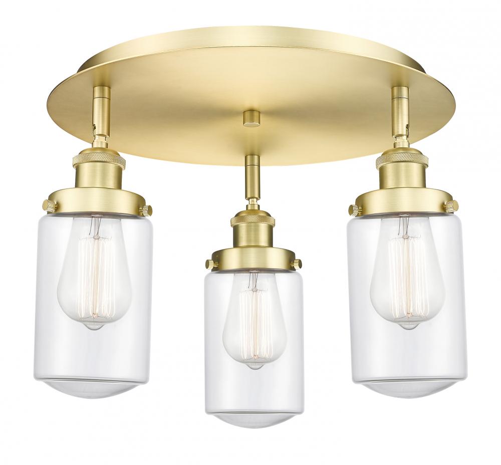 Dover - 3 Light - 16 inch - Satin Gold - Flush Mount