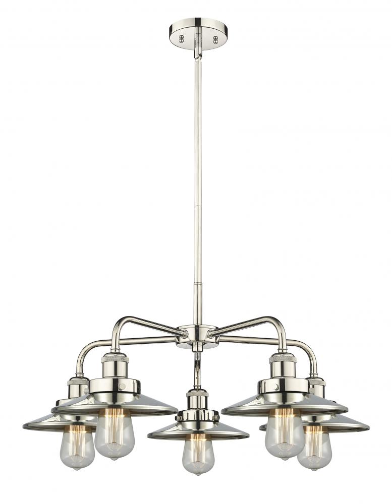 Edison - 5 Light - 27 inch - Polished Nickel - Chandelier