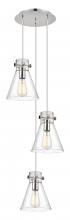 Innovations Lighting 113-410-1PS-PN-G411-8SDY - Newton Cone - 3 Light - 16 inch - Polished Nickel - Multi Pendant