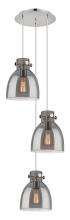  113-410-1PS-PN-G412-8SM - Newton Bell - 3 Light - 16 inch - Polished Nickel - Multi Pendant