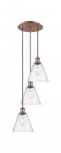  113B-3P-AC-GBC-84 - Berkshire - 3 Light - 15 inch - Antique Copper - Cord Hung - Multi Pendant