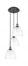 Innovations Lighting 113B-3P-BAB-GBD-92 - Bristol - 3 Light - 16 inch - Black Antique Brass - Cord Hung - Multi Pendant