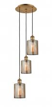  113B-3P-BB-G116 - Cobbleskill - 3 Light - 12 inch - Brushed Brass - Cord Hung - Multi Pendant