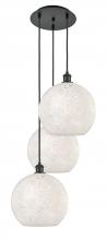 Innovations Lighting 113B-3P-BK-G1216-12WM - White Mouchette - 3 Light - 19 inch - Matte Black - Cord Hung - Multi Pendant