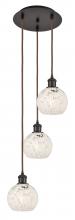  113B-3P-OB-G1216-6WM - White Mouchette - 3 Light - 13 inch - Oil Rubbed Bronze - Cord Hung - Multi Pendant