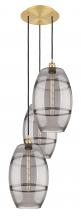  113B-3P-SG-G557-10SM - Vaz - 3 Light - 17 inch - Satin Gold - Cord hung - Multi Pendant